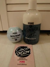 Victoria’s Secret Pink Ocean Extracts body wash 12 oz. + bath bomb set Rare NEW.