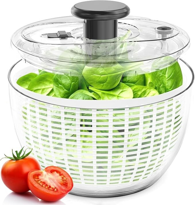 Fullstar 6.3 Quart White Salad Spinner for Lettuce Fruit & Veggies  -image