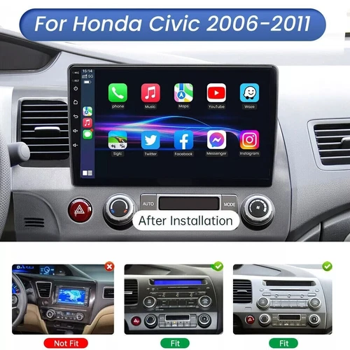 Car Stereo Radio For Honda Civic 2006-2011 Apple CarPlay Android 12 GPS RDS WiFi - Picture 6 of 22