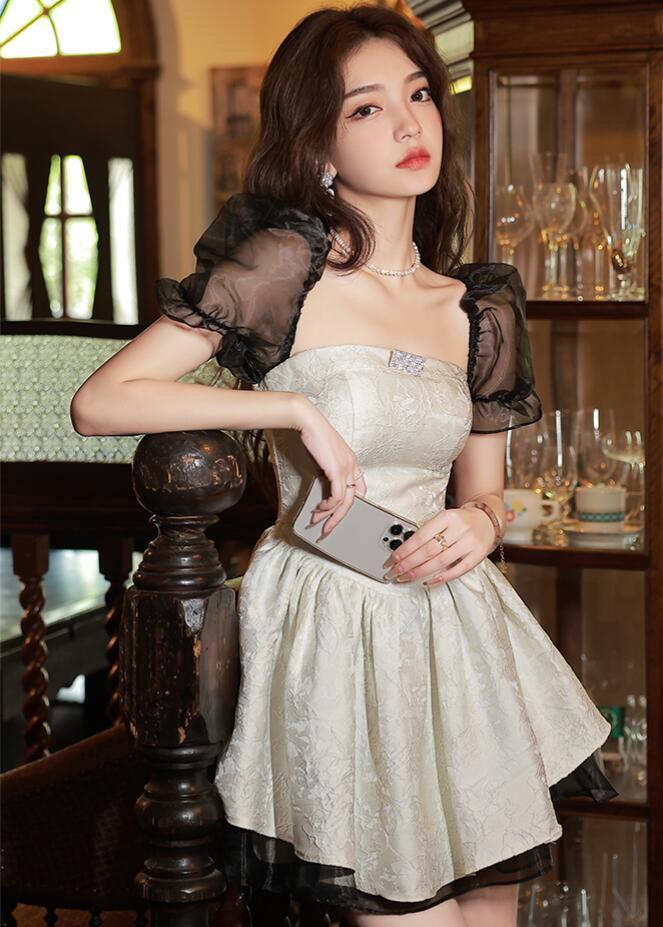 Trendy Square-cut Collar Short sleeve A-line Mini Gown Sexy Party Evening Dress | eBay Trendy Square-cut Collar Short sleeve A-line Mini Gown Sexy Party Evening Dress | eBay