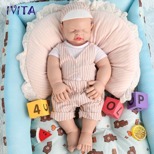 IVITA 49cm Handgemachte Puppen Rebornpuppen Blau Augen Baby Junge Silikon Doll - Bild 2 von 11