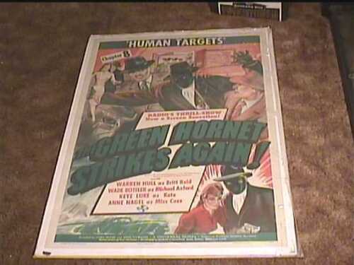 GREEN HORNET STRIKES AGAIN CHAP 8 1940 ORIG MOVIE POSTER LINEN SERIAL GREAT !! - Picture 1 of 1