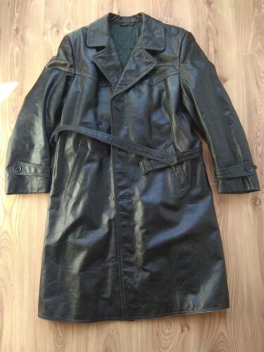 Vintage Soviet Military Uniform Leather Trench Coat KGB Officer USSR Police old - Picture 3 of 12