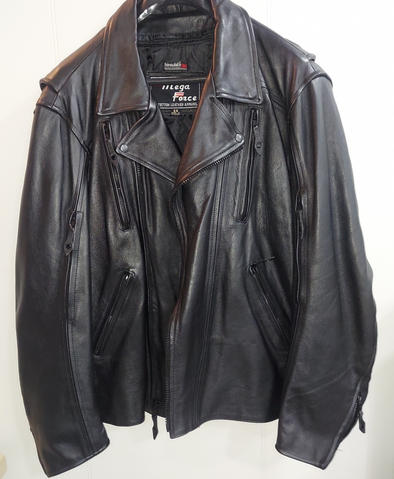 Mega Force Protection Leather Jacket Unisex Sz 54 w/ … Gem