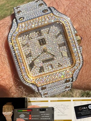 Real 16ct VVS MOISSANITE Watch Iced Automatic Movement Hip  display picture 2