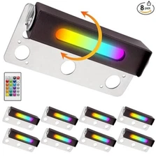 8Pack Retaining Wall Lights 4 Inch RGB Hardscape Paver Lights 1.5W 360° Swivel