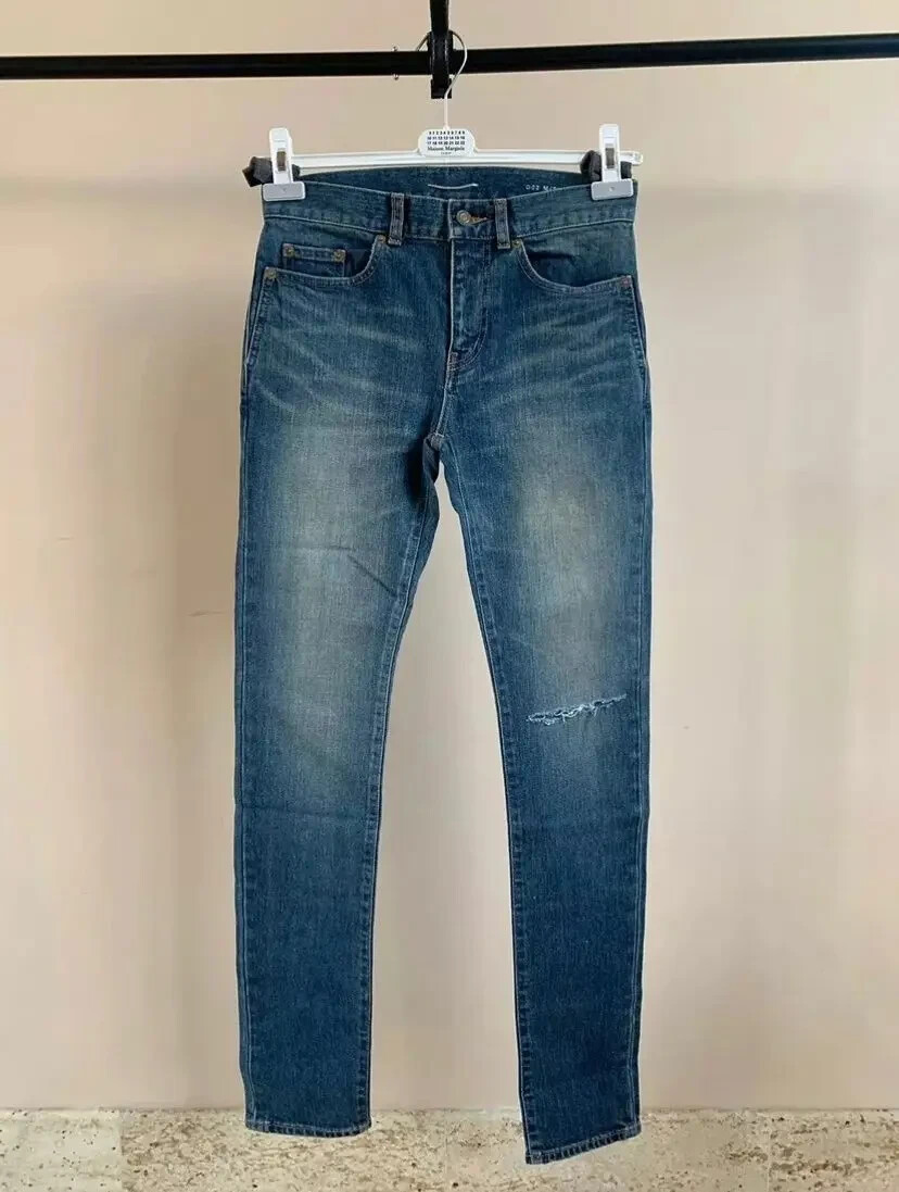 Saint Laurent Paris D02 Denim in indaco nuovo con etichette 28 US