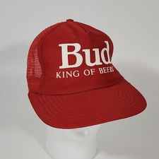 Budweiser Bud King Of Beers Trucker Snapback Hat Cap Mesh Made USA Vintage 1900s