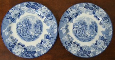Woods Ware English Scenery Enoch Wood SET OF 2 Bread and Butter