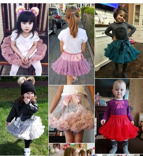 Skirts Solid Fluffy Tulle Princess Ball Gown Kids Ballet Party Performance Dress - Picture 6 of 39