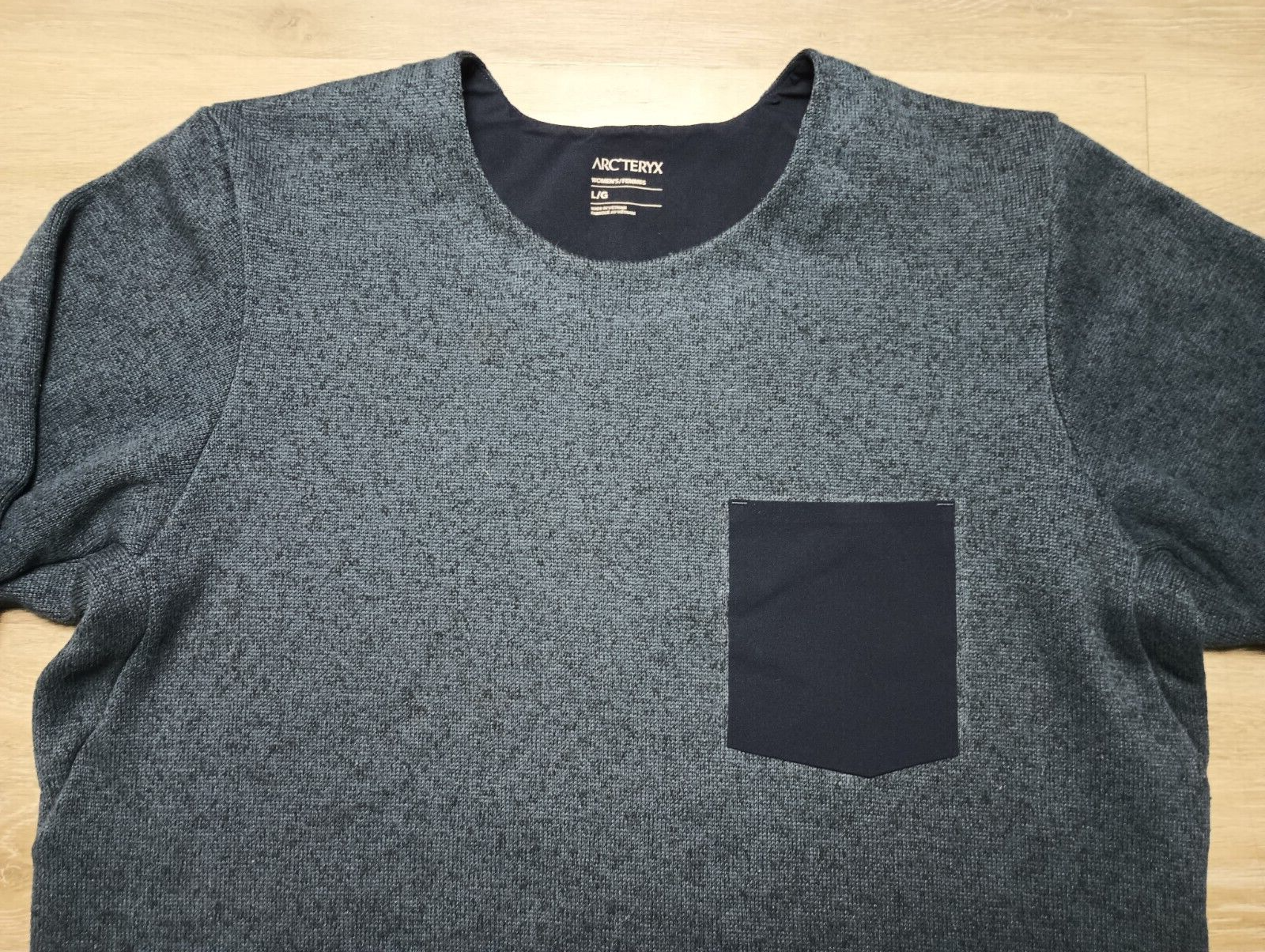 Arc'teryx Maglione Pullover in Pile Donna L Grigio Covert Girocollo Tasca Petto