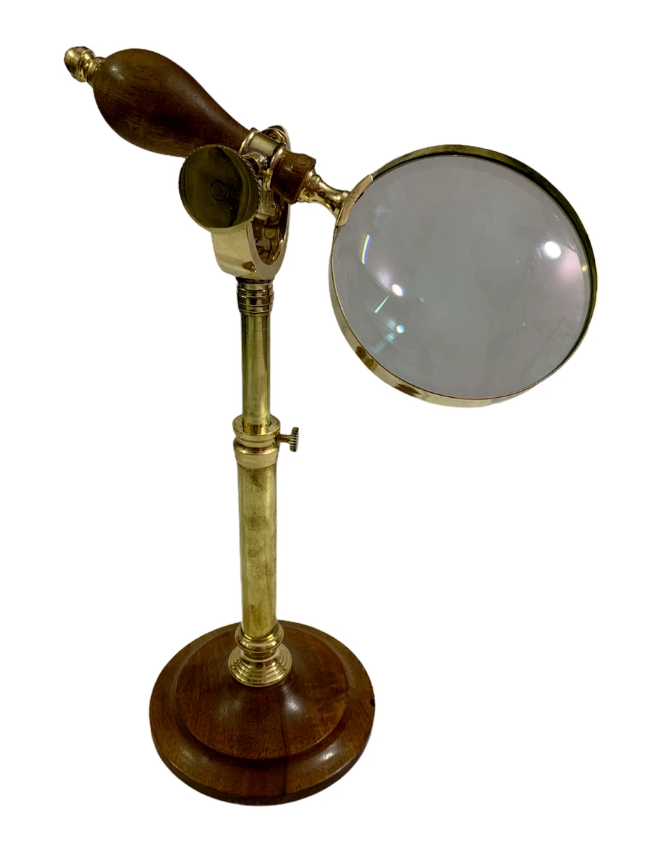 Magnifying Glass on Stand Nautical Brass Handheld Antique Reading Magnifier  Lens