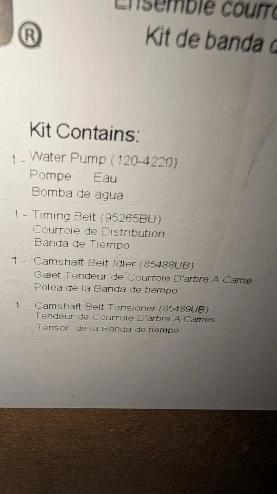 1997-2002 Dodge/Plymouth/Chrysler/Jeep Timing Belt Water Pump Kit Dayco WP265K3A - Image 3 of 3