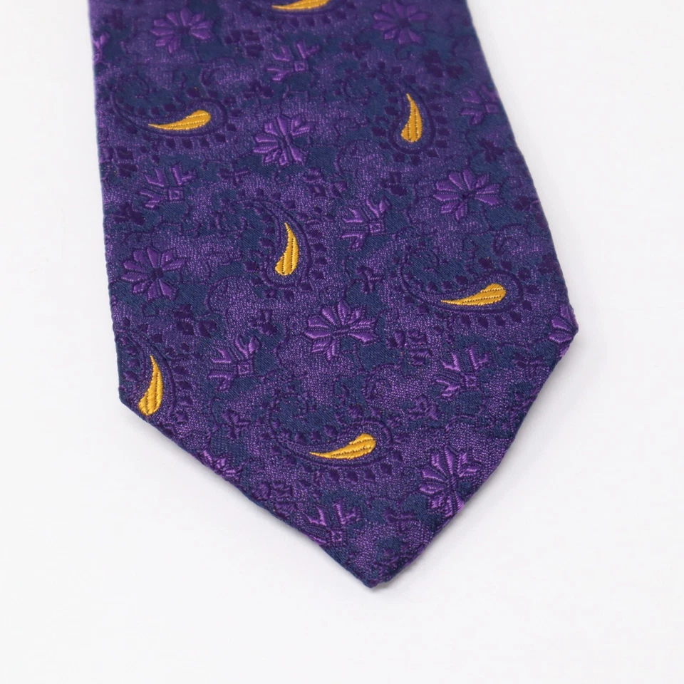 Галстук мужской Holland & Sherry London 100% шелк фиолетовый пейсли тканый сделано в США - Изображение 3 из 4