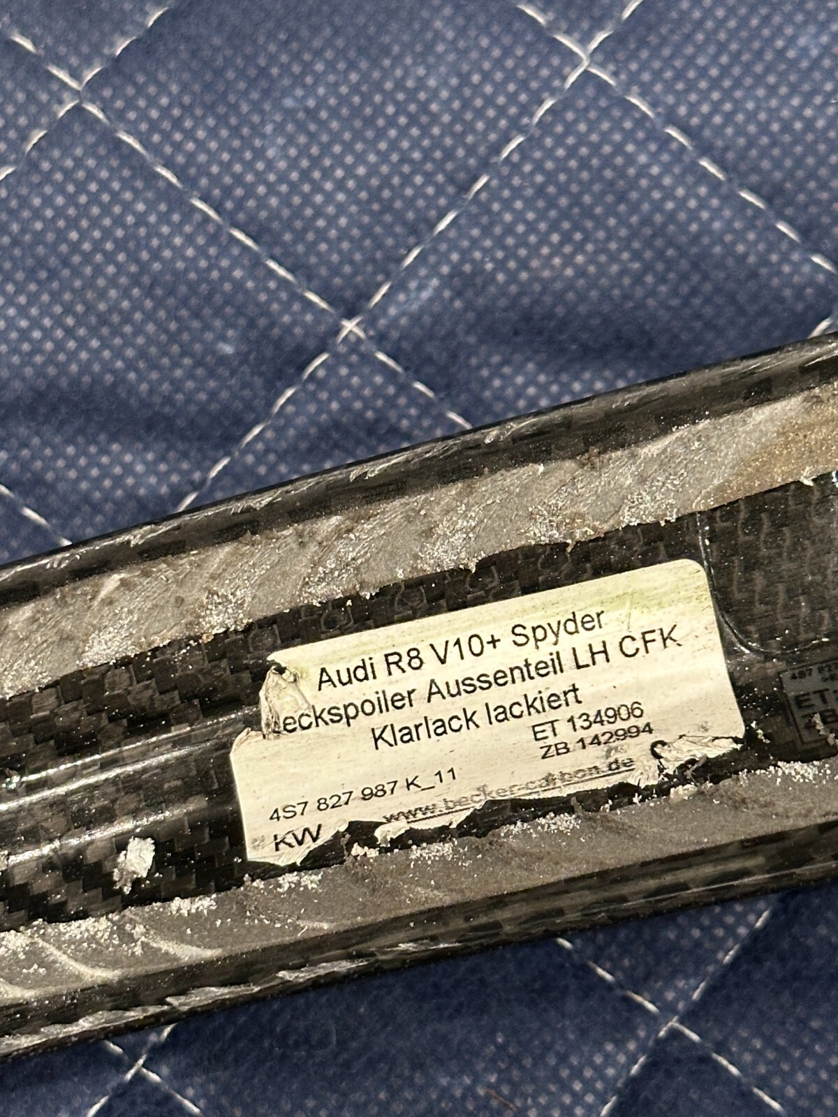 2017-2023 AUDI R8 SPYDER CONVERTIBLE CARBON FIBER SPOILER LEFT OEM 4S7 827 987 K