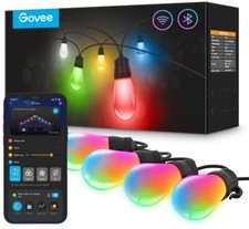 Govee Smart Outdoor String Lights H7021, RGBIC Warm White 96ft 2 Ropes of 48ft 