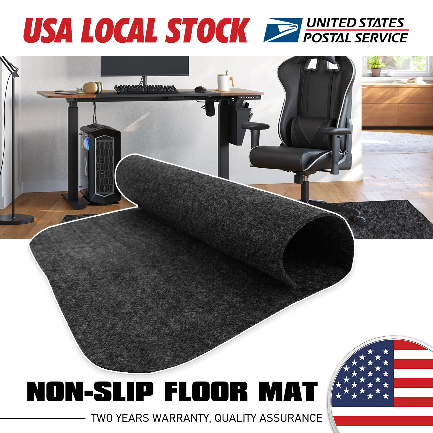 0.25MM Gray Desk Office Chair Floor Mat Protector for Hard Wood Floors