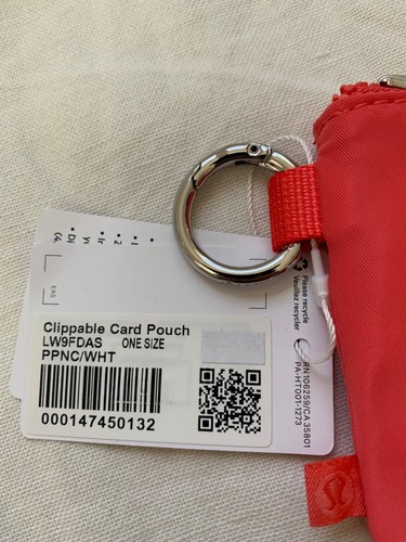 Lululemon Clippable Card Pouch bag wallet coin purse New Pink white - Picture 2 of 6