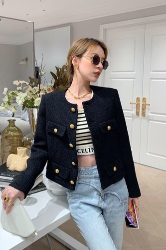2025 Wool woven small fragrant short coat, tweed jacket  spring and autumn women's clothing, spring short top