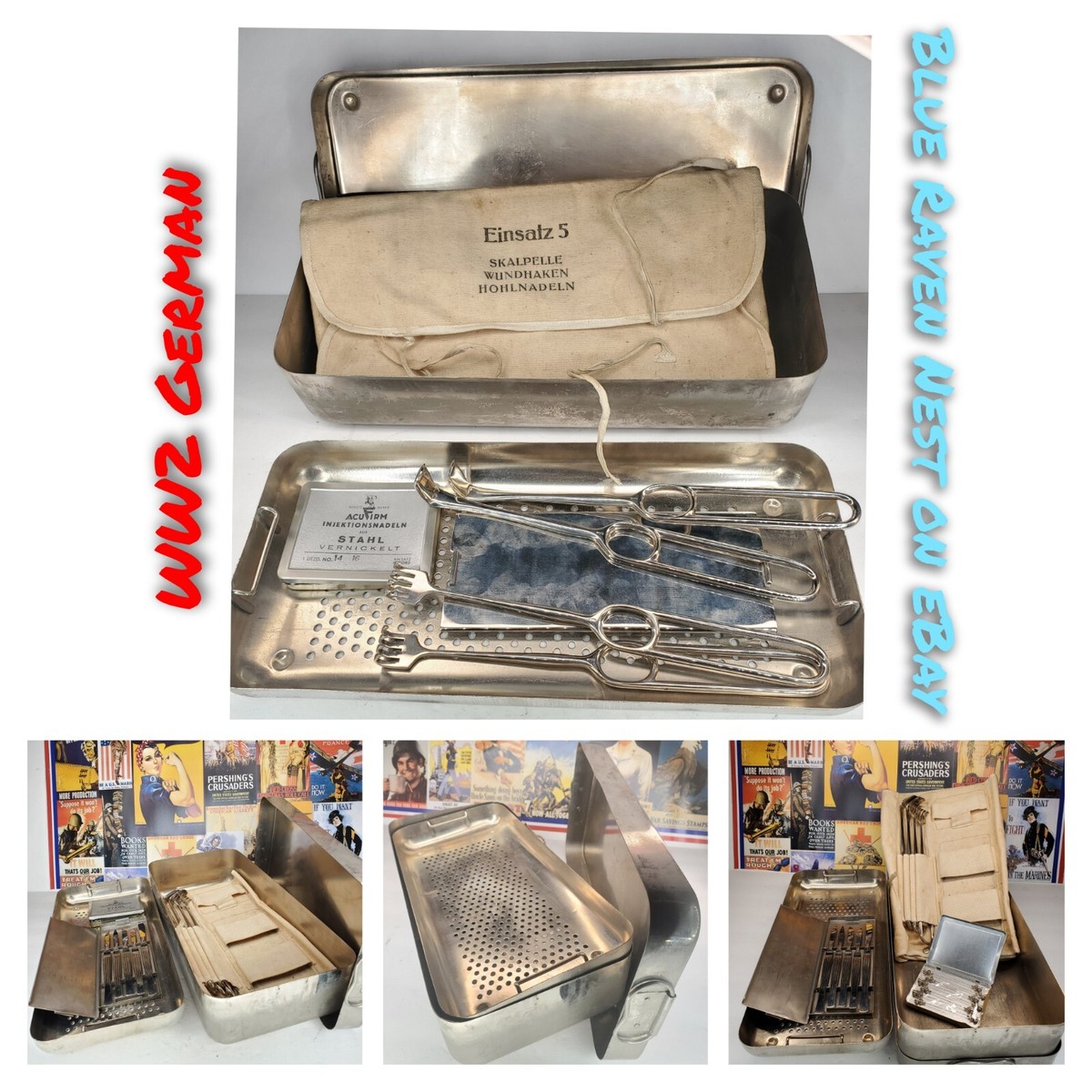 WWII GERMAN MEDICAL SURGICAL SET INSTRUMENT FIELD GEAR MILITARY