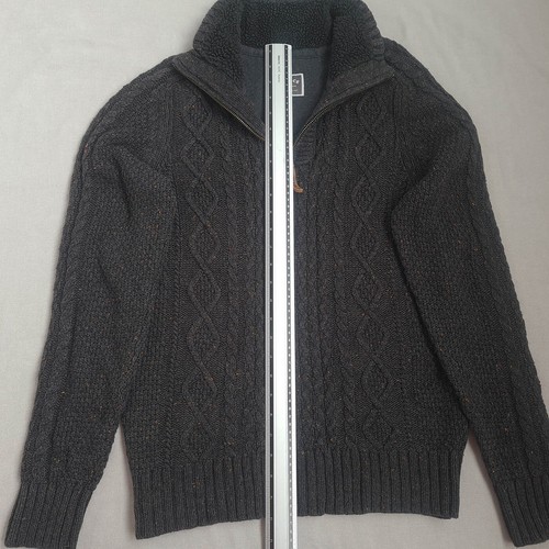 Maglione Fat Face Uomo Misto Lana 1/4 Zip Maglia Cavo Taglia M Maglione Pesante - Foto 17 di 18