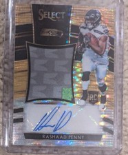 RASHAAD PENNY 2018 PANINI SELECT PATCH AUTO RPA # 15/23 SEAHAWKS ROOKIE RC