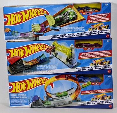 Lot of 3 Hot Wheels Action Tracks with Cars. Vertical Launch