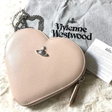 Auth Vivienne Westwood Beige Saffiano Heart Shaped Chain Sholder Bag From Japan