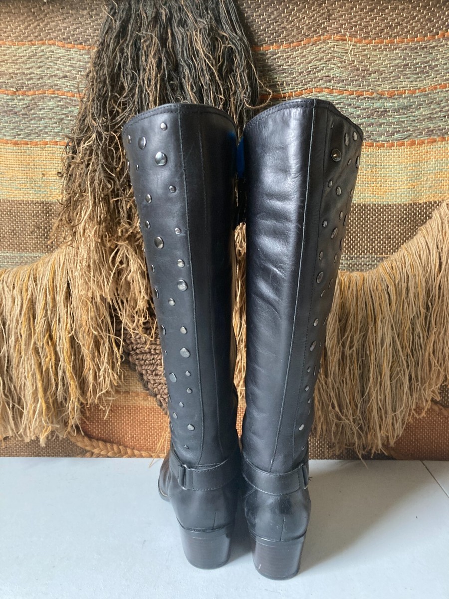 Libby Edelman Knee Tall High Riding Black Boots Womens Size