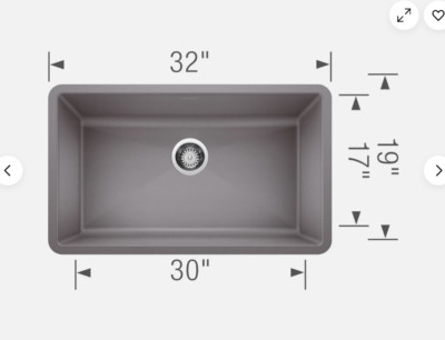 Blanco 440148 Metallic Gray-Colored 32'' Kitchen Sink - 1 Hole Drain & One Basin