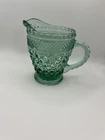 Wexford Green Glass Creamer Anchor Hocking Diamond Point Vintage