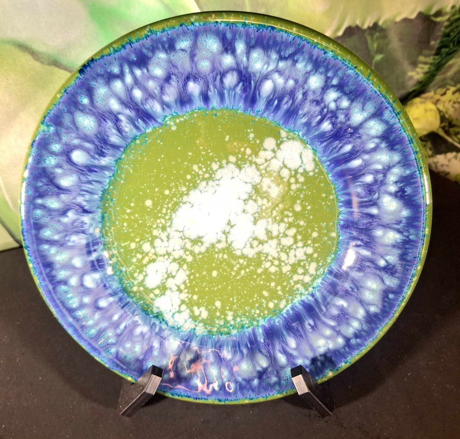 USA J Beaumont Studio Art Pottery Hand Thrown Side Plate Blue Green Maryland