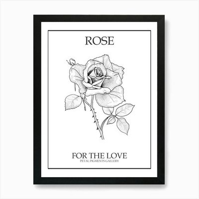 Rose Line Drawing 1 Poster Art Prin Framed Wall Art Poster Canvas Print Picture