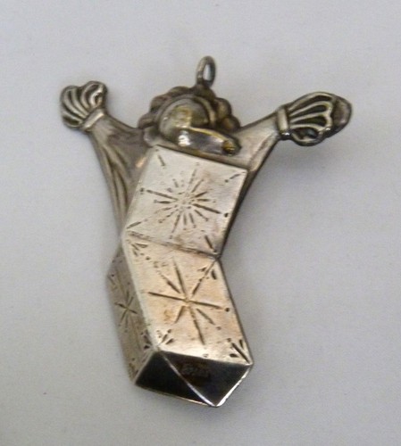 2 3/4" GROSSER VINTAGE HERGESTELLT IN SPANIEN GEPUFFTER JACK IN DER BOX SILBERPLATTE ORNAMENT