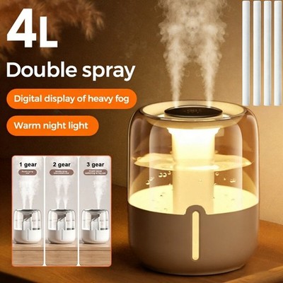 Ultraleiser 4L Luftbefeuchter mit Top-Füll Nachtlicht & Auto-Shutoff  USB 3 Modi