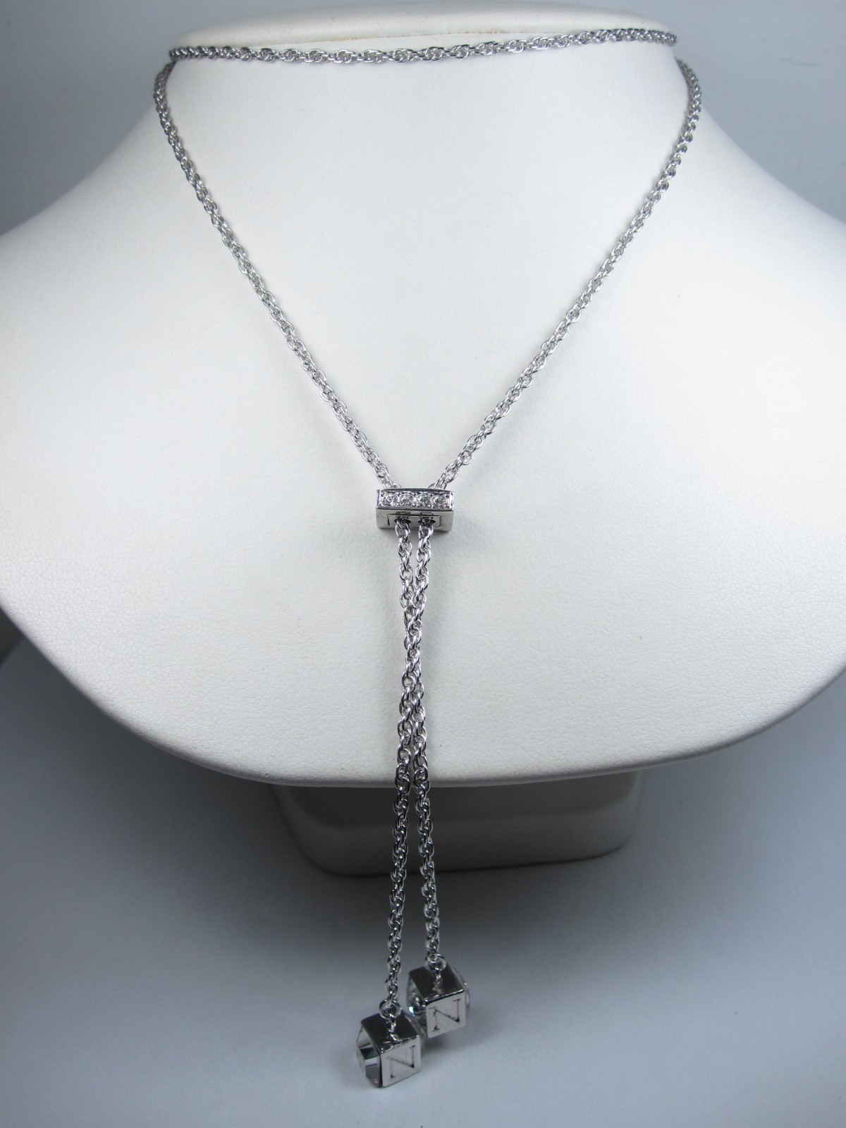 Nina Ricci Rhodium Plated Necklace with Swarovski Crystals - 24