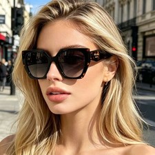 Prada PR 15WS Oversized Square Sunglasses Women Authentic Black Tortoiseshell