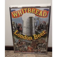 Vintage Whitbread London Beer Framed Print 24" x 18" Under Glass Stein