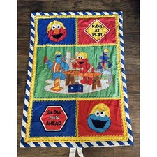 Vintage Sesame Street quilted Elmo Construction At Play Blanket Comforter 57x42