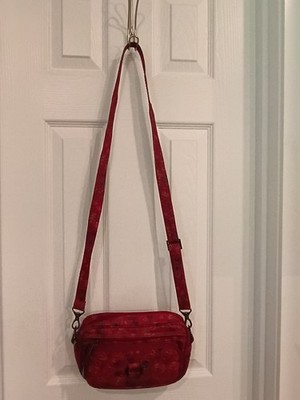 Lug Women s Red Floral Small Crossbody Bag Zip Closure Adjustable Strap