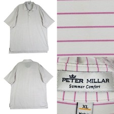 Peter Millar Shirt Summer Comfort Golf Polo Men's XXL White Pink Striped SS
