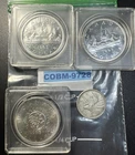 Lot of 4 80% Silver Coins - 3 Canadian Dollars 1964-1966, 1963 Quarter COBM-9728