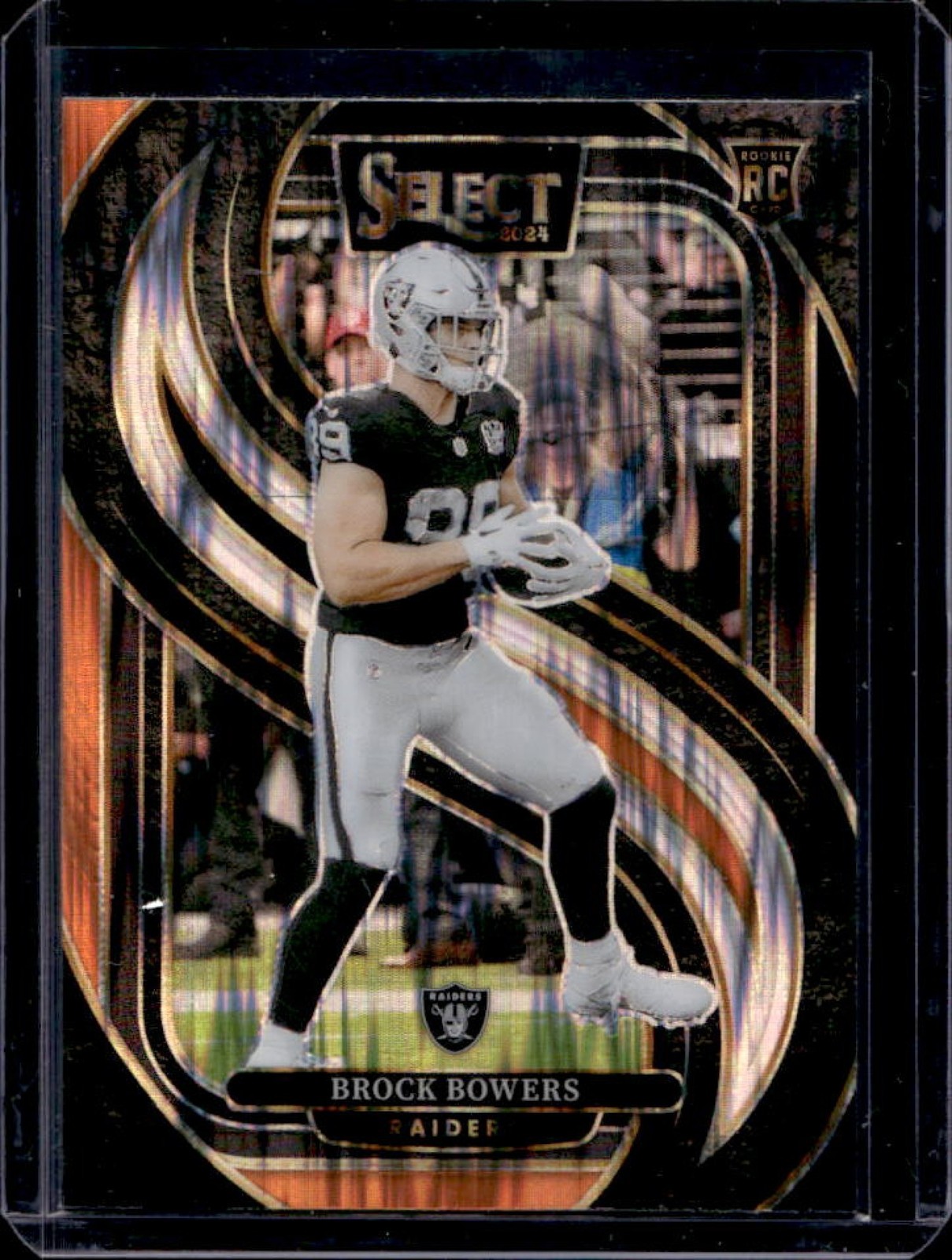 2024 Select Brock Bowers Premier RC Black and Orange Prizm Shock #118 Raiders
