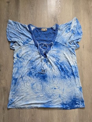 World Unity Womens Medium Blouse Tie Dye Lace Fairycore Whimsical Y2K Shirt Boho