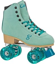 Candi Girl CARLIN Quad Roller Derby Skates Brushed Suede Green  Blue Size 8