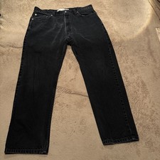 Levis 505 Jeans Mens 38x30 Regular Fit Straight Leg Faded Black Zip Fly Denim