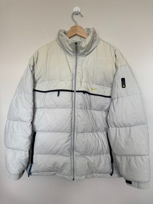 Vintage Nike Down Puffer Jacket White Volt Lime 600 Fill Y2K Coat Large