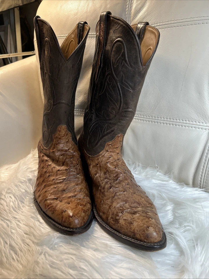 Black Jack  Mens Boots Sz 13 EE Ostrich Burnished Cigar Free Ship! Ret$995. - Image 3 of 4