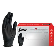 1st Choice Premium Black Nitrile Disposable Gloves, 6 Mil, Box of 100
