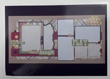 Handmade 2 12"x12" Premade Scrapbook Pages Layout Play Laugh Live Kids Teens